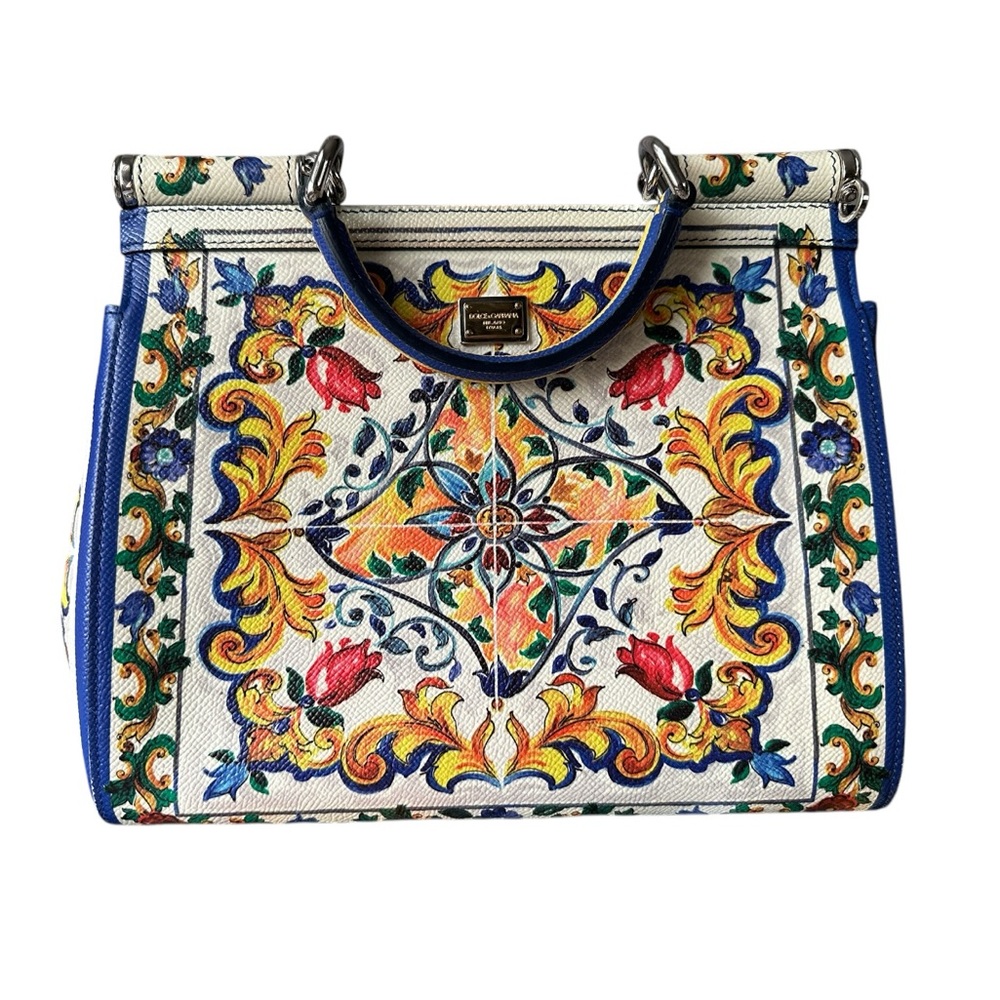 Dolce & Gabbana Dauphine Majolica Print Medium Sicily Satchel Bag